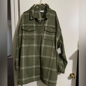 Sonoma Olive Plaid Utility Jacket